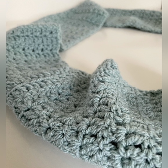 Handmade Crochet Infinity Light Teal Scarf - Picture 11 of 15